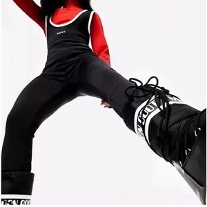 Missguided ski salopette overall pants black with white trim snatched waist